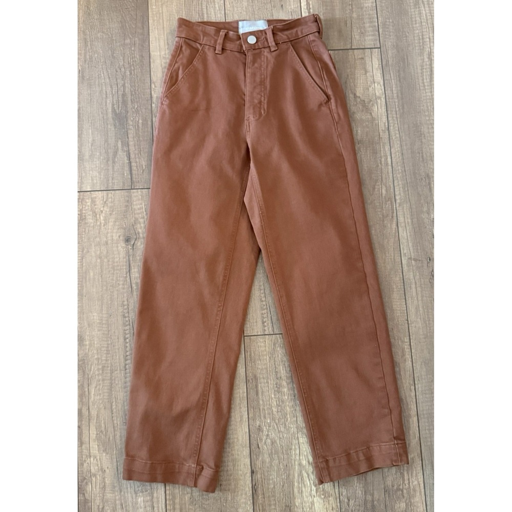Everlane The Straight-Leg Crop Pants Women's Sz 00 Colorado Silt Brown Stretch